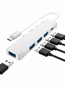 Орбита OT-PCR20 Серебро концентратор USB 2.0 (4*USB+Type-C)